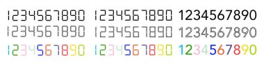 Sayılar simgesi. Siyah dijital sayılar. Dijital saat numaraları. Vektör illüstrasyonu