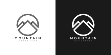 Minimalist dağ logosu tasarımı. Premium Vektörü