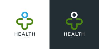 Modern sağlık logosu tasarımı. Premium Vektörü