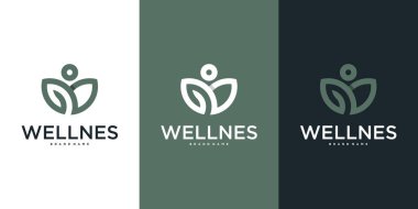 Eşsiz bir çizgi tarzı olan sağlık logosu tasarımı. Premium Vektörü