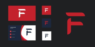 Yaratıcı konsept ve kartvizitli F harfi logo tasarımı. Premium Vektörü