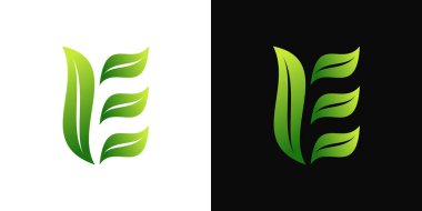 E harfi logo tasarımı yaratıcı bir konsept bırakır. Premium Vektörü