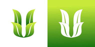 U harfi ya da V logosu tasarımı yaratıcı bir konsept bırakıyor. Premium Vektörü