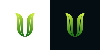 U harfi ya da V logosu tasarımı yaratıcı bir konsept bırakıyor. Premium Vektörü