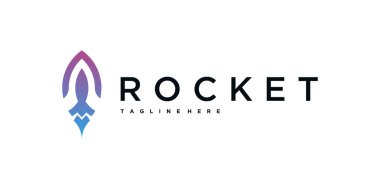 Modern soyut roket logosu tasarımı. Premium Vektörü