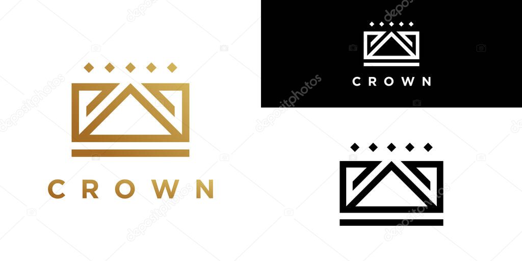 Simple modern gold crown logo design. Premium Vector