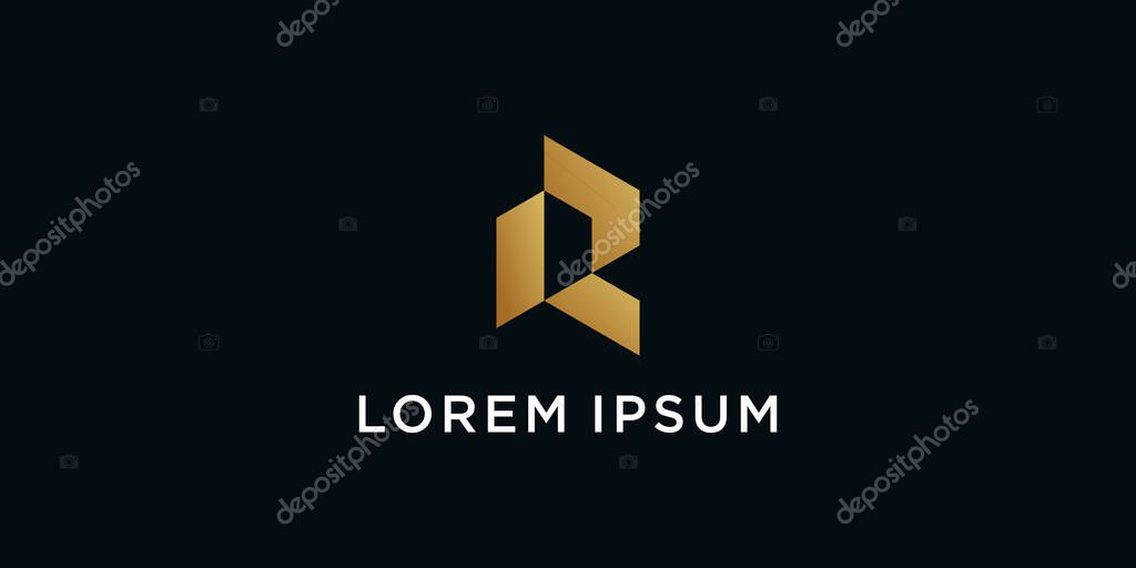 Letter R logo design with a unique line concept. Premium Vector