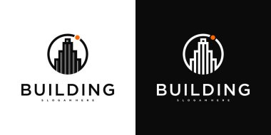 Modern benzersiz konsepte sahip logo inşa etmek. Premium Vektörü