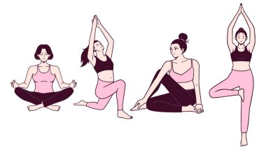 Yoga pozu veren bir kadının resmi.