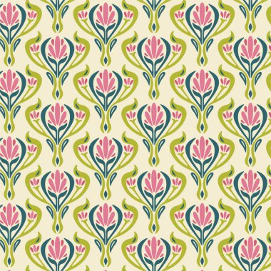 Soyut çiçeklerle kusursuz desen