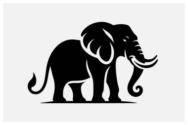 A majestic black color elephant silhouette ideal for logos, artwork, and creative designs. This powerful and graceful elephant silhouette adds a touch of strength and wisdom to any project. Perfect for both digital and print applications in various a clipart