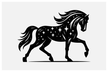 A dynamic black color horse silhouette perfect for logos, artwork, and creative designs. This elegant and powerful horse silhouette adds a touch of grace and strength to any project. Ideal for both digital and print applications in various artistic s clipart