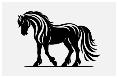 A dynamic black color horse silhouette perfect for logos, artwork, and creative designs. This elegant and powerful horse silhouette adds a touch of grace and strength to any project. Ideal for both digital and print applications in various artistic s clipart