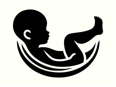 Logolar ve Tasarımlar için Bebek Silüeti Siyah Renkli Clipart