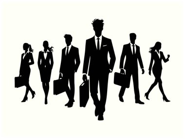 Logolar ve Tasarımlar için İş Adamları Siyah Renkli Clipart