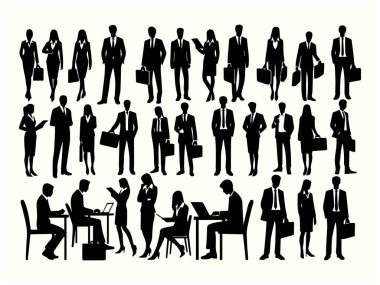 Business People Silhouette Black Color Clipart for Logos and Designs clipart