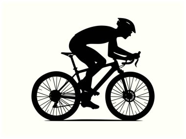 Bisikletçi Silueti Siyah Renkli Spor Logo ve Tasarımlar için Clipart