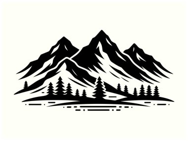 Mountain Silhouette Black Color Landscape Clipart for Logos and Designs clipart