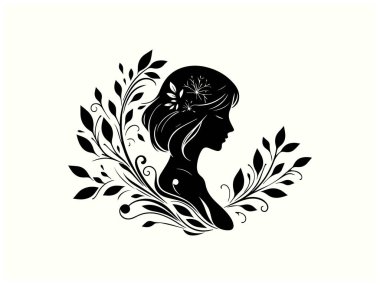 Logolar ve Tasarımlar için Kadın Silüeti Siyah Renk Clipart