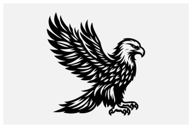 Kel Kartal Silueti Logo ve Tasarımlar için Siyah Renkli Kuş Clipart