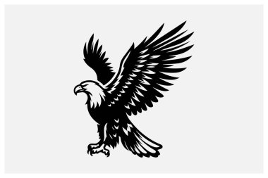 Kel Kartal Silueti Logo ve Tasarımlar için Siyah Renkli Kuş Clipart
