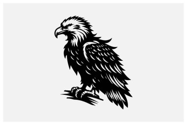 Kel Kartal Silueti Logo ve Tasarımlar için Siyah Renkli Kuş Clipart