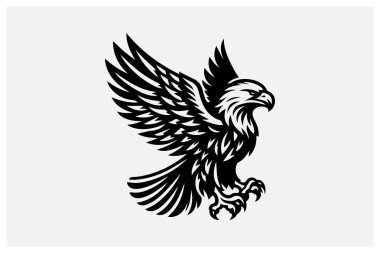 Kel Kartal Silueti Logo ve Tasarımlar için Siyah Renkli Kuş Clipart