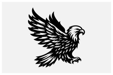 Kel Kartal Silueti Logo ve Tasarımlar için Siyah Renkli Kuş Clipart