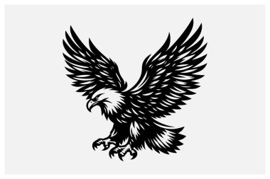 Kel Kartal Silueti Logo ve Tasarımlar için Siyah Renkli Kuş Clipart