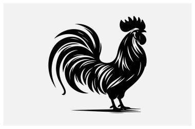 Rooster Silhouette Black Color Bird Clipart for Logos and Designs clipart