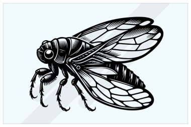 Cicada Shell Silhouette Black Clipart for Insect and Nature Designs clipart