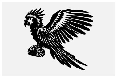 Parrot Perching Silhouette Clipart High-Quality Black Vector for Logos and Designs clipart