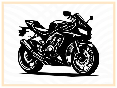 Bir motosikletin yüksek kaliteli siyah silueti, otomotiv, ulaşım, macera ve spor temalı tasarımlar, marka ve motosiklet kültürü ile ilgili sanatsal projeler için idealdir..