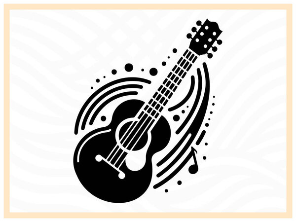 Silueta Negra Alta Calidad Una Guitarra Ideal Para Proyectos Musicales — Vector de stock