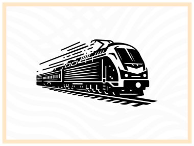 Tren lokomotifinin yüksek kaliteli siyah silueti, klasik veya modern tren temaları içeren demiryolu, seyahat ve ulaşım tasarımları, markalaşma ve sanatsal projeler için ideal.