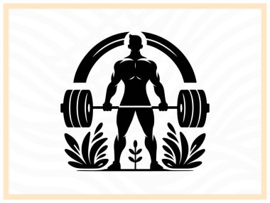 Bir haltercinin kalın siyah silueti halteri kaldırıyor. Güç, güç ve kararlılığı simgeliyor. Form, vücut geliştirme ve atletik güç temalı tasarım ve projeler için ideal.