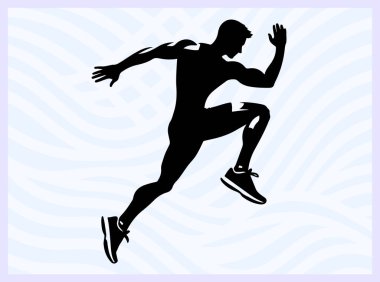 Bir sporcunun havanın ortasından atlayan silueti. Enerji hareketi ve atletizm. Spor temalı yaratıcı tasarım ve motivasyon kavramları için ideal.