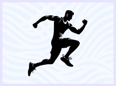 Bir sporcunun havanın ortasından atlayan silueti. Enerji hareketi ve atletizm. Spor temalı yaratıcı tasarım ve motivasyon kavramları için ideal.