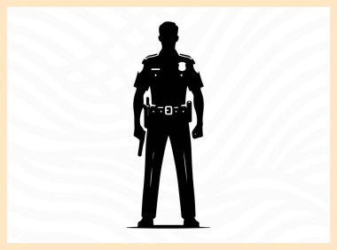 Bir polis memurunun profesyonel silueti, otoriteyi, hizmeti ve korunmayı sembolize eder. Kolluk kuvvetleri sanat eserleri, kamu güvenliği temaları ve cesaret ve adaleti kutlayan toplum odaklı tasarım projeleri için idealdir.