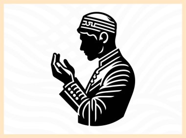 Müslüman bir adamın dua etmesi, duayı, inancı ve dini sanatlar, İslam bağlılığı, ibadet ve ruhani tasarım projeleri için Tanrı ile derin ruhsal bağlantıyı sembolize etmesi anlamlıdır.