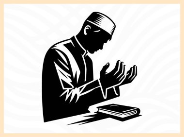 Müslüman bir adamın dua etmesi, duayı, inancı ve dini sanatlar, İslam bağlılığı, ibadet ve ruhani tasarım projeleri için Tanrı ile derin ruhsal bağlantıyı sembolize etmesi anlamlıdır.