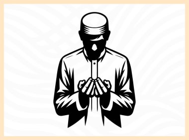 Müslüman bir adamın dua etmesi, duayı, inancı ve dini sanatlar, İslam bağlılığı, ibadet ve ruhani tasarım projeleri için Tanrı ile derin ruhsal bağlantıyı sembolize etmesi anlamlıdır.