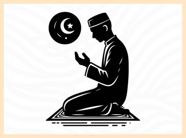 Müslüman bir adamın dua etmesi, duayı, inancı ve dini sanatlar, İslam bağlılığı, ibadet ve ruhani tasarım projeleri için Tanrı ile derin ruhsal bağlantıyı sembolize etmesi anlamlıdır.