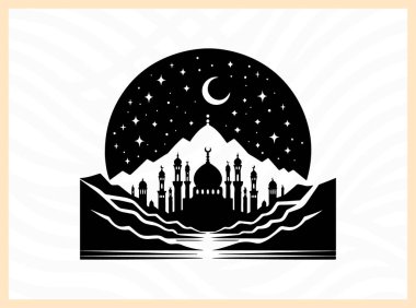 Qadr gökyüzünün huzurlu silueti, ilahi nimetleri, ruhani yansımayı simgeliyor, ve bu kutsal gecenin İslam 'daki önemi Ramazan temalı sanat eserleri, dua ve inanç temelli tasarım projeleri için idealdir.