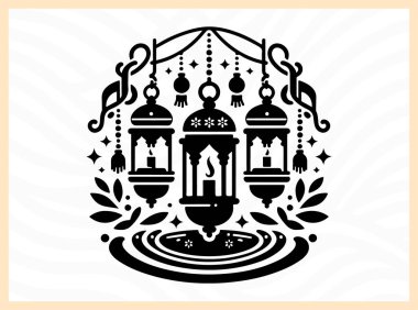 Ramazan fenerlerinin büyüleyici silueti, Ramazan temalı sanat eserleri, şenlik tasarımları ve Ramazan 'ın ruhunu, ailesini ve ruhsal bütünlüğünü yansıtan kültürel görseller için Ramazan İdeal' in ışığını, inancını ve kutlamasını sembolize ediyor.