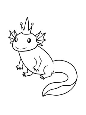 Beyaz arkaplanda Axolotl Renklendirme sayfası