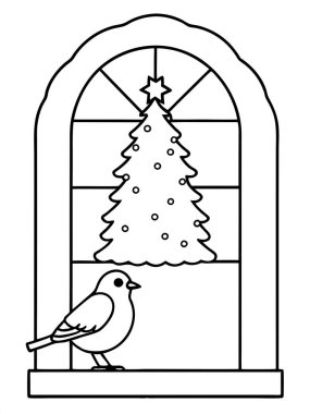 robins birds coloring page on white background clipart