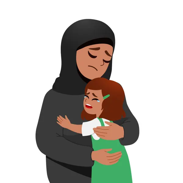 Свободная Палестина Никакой Войны Мать Обнимает Дочь Остановить Войну Защитить Лицензионные Стоковые Иллюстрации