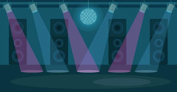 Векторная Иллюстрация Ночного Клуба Танцпол Плоском Стиле Вечеринка Дискотека Музыка Стоковый вектор