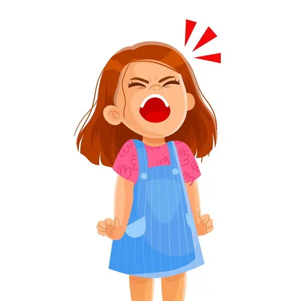 Векторная Иллюстрация Злой Девушки Кричащей Агрессивные Дети Стоковая Иллюстрация